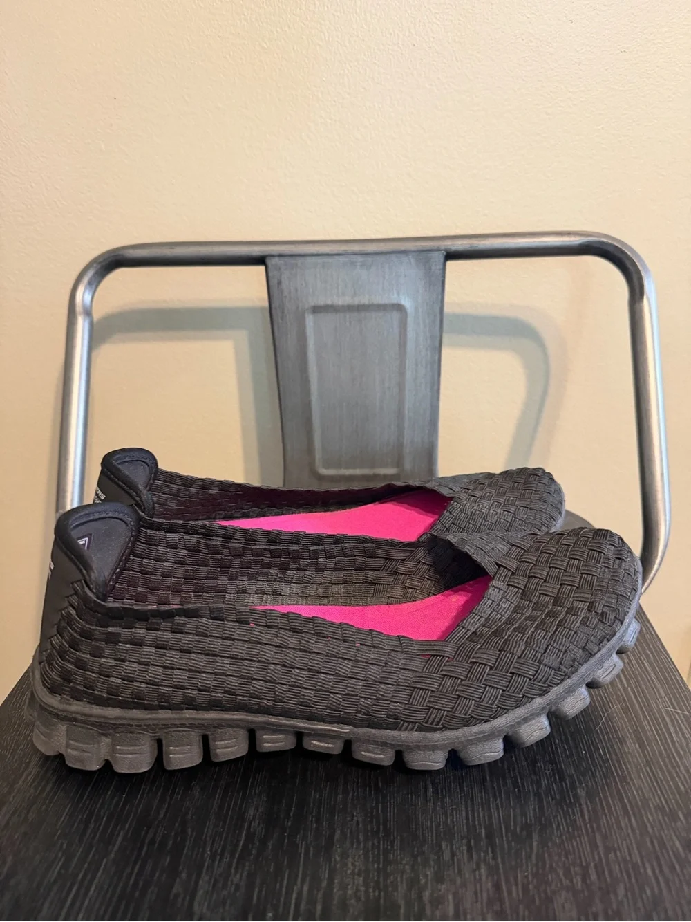 Skechers EZ Flex 2 Black Woven Memory Foam Flats 7